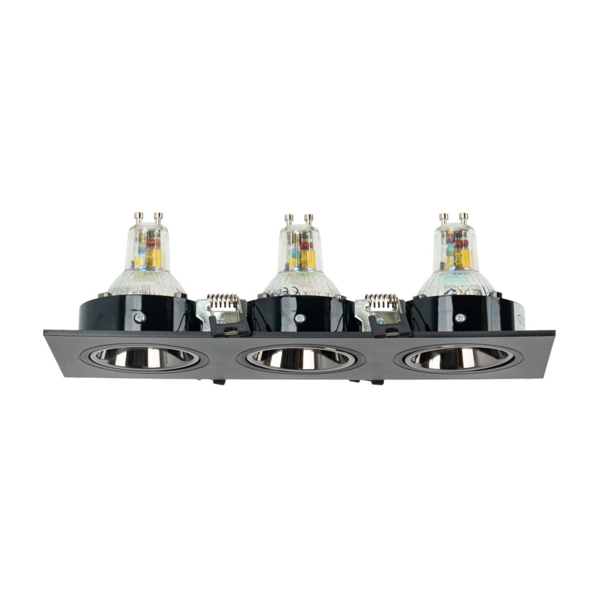 Aro downlight cuadrado basculante triple GU10 / MR16 - Bajo UGR - Corte 75 x 235mm - Barcelona Led-