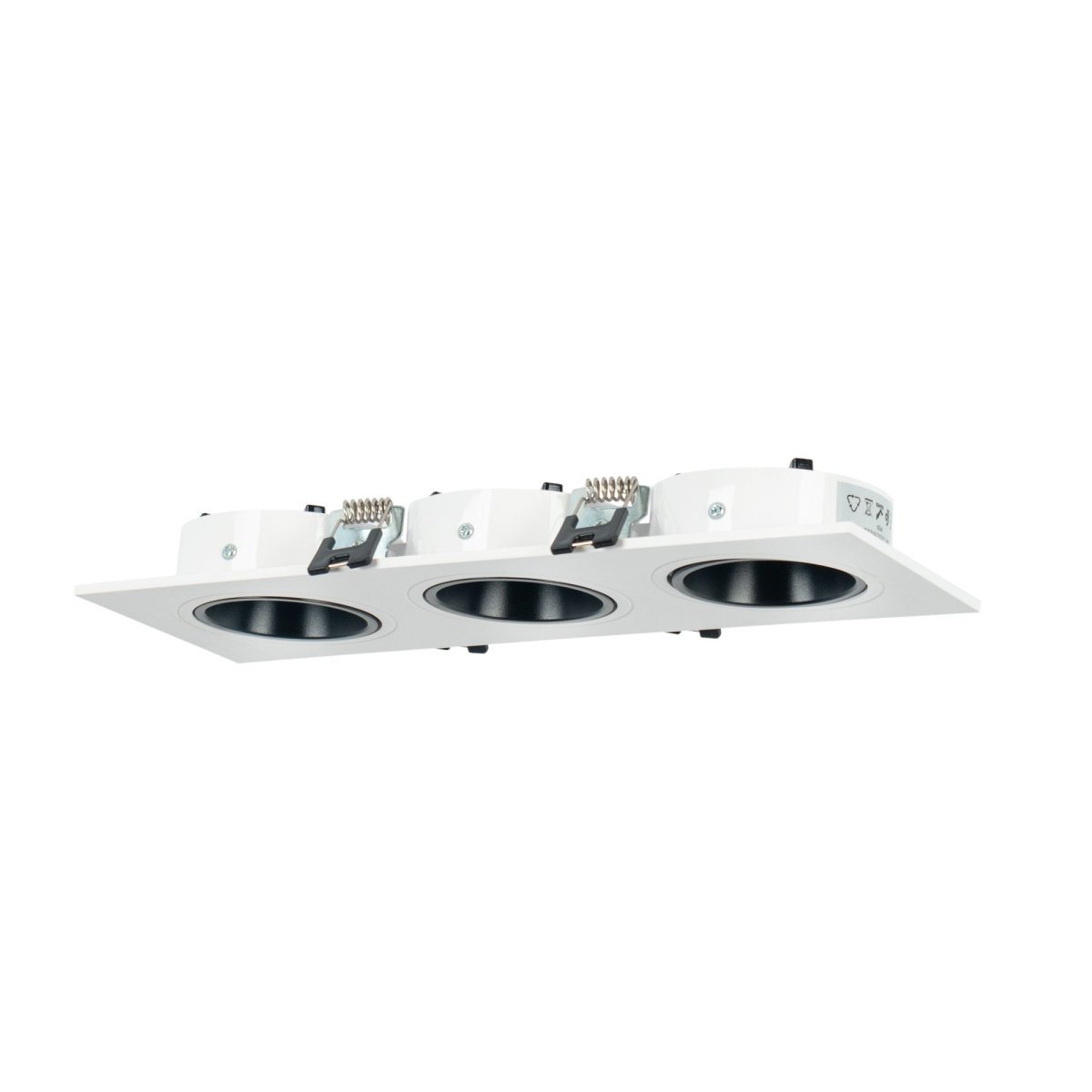 Aro downlight cuadrado basculante triple GU10 / MR16 - Bajo UGR - Corte 75 x 235mm - Barcelona Led-