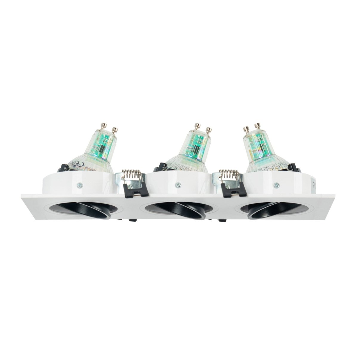 Aro downlight cuadrado basculante triple GU10 / MR16 - Bajo UGR - Corte 75 x 235mm - Barcelona Led-