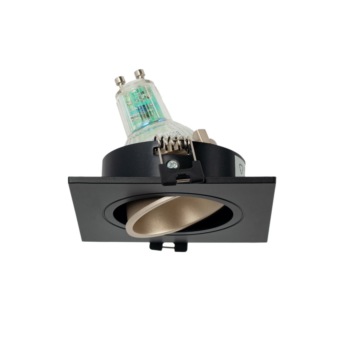 Aro downlight cuadrado basculante para bombilla GU10 / MR16 - Bajo UGR - Corte Ø75 mm - Barcelona Led-