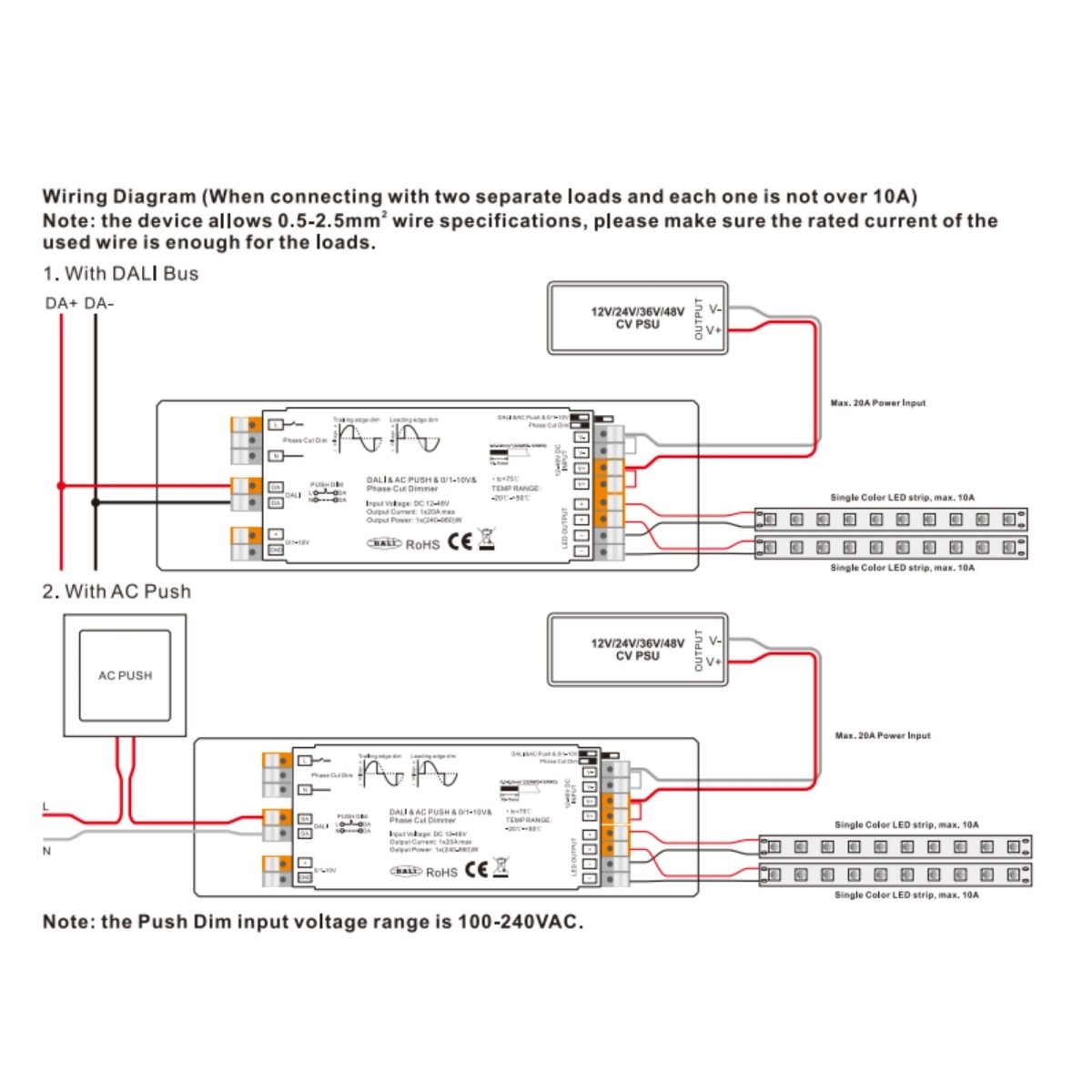 Controlador LED 4 en 1 - 12-48V DC - TRIAC + 0/1-10V + DALI + PUSH - Barcelona Led-