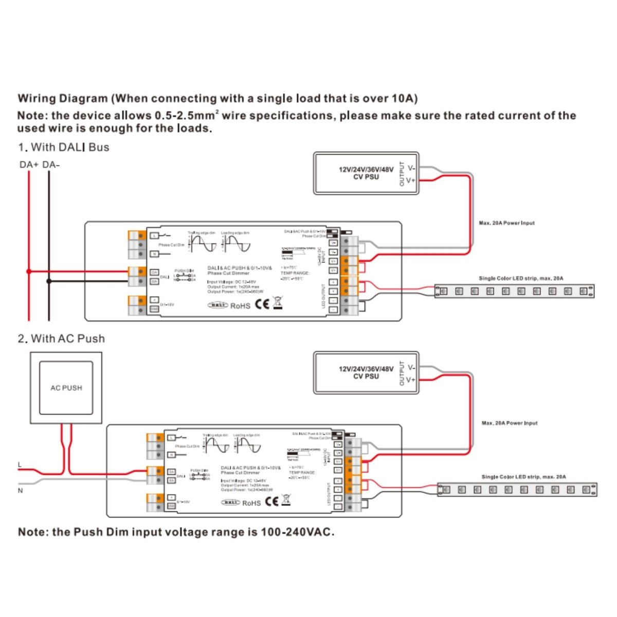 Controlador LED 4 en 1 - 12-48V DC - TRIAC + 0/1-10V + DALI + PUSH - Barcelona Led-