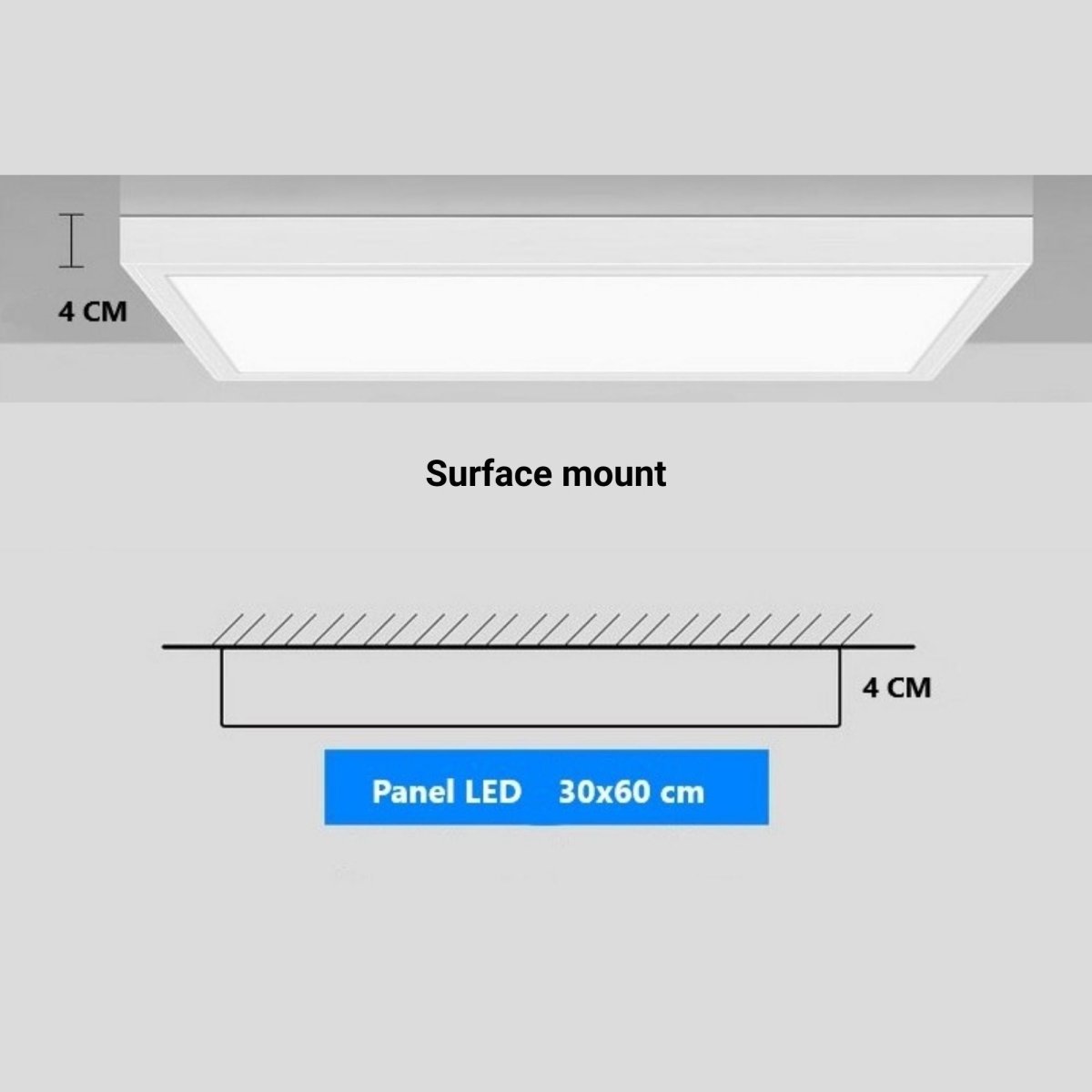 Plafon Panel LED de superficie 60x30cm 24W 2150 Lumens - Barcelona Led-