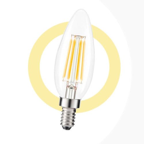 Lampadina LED a candela C35 filamento E14 5W trasparente