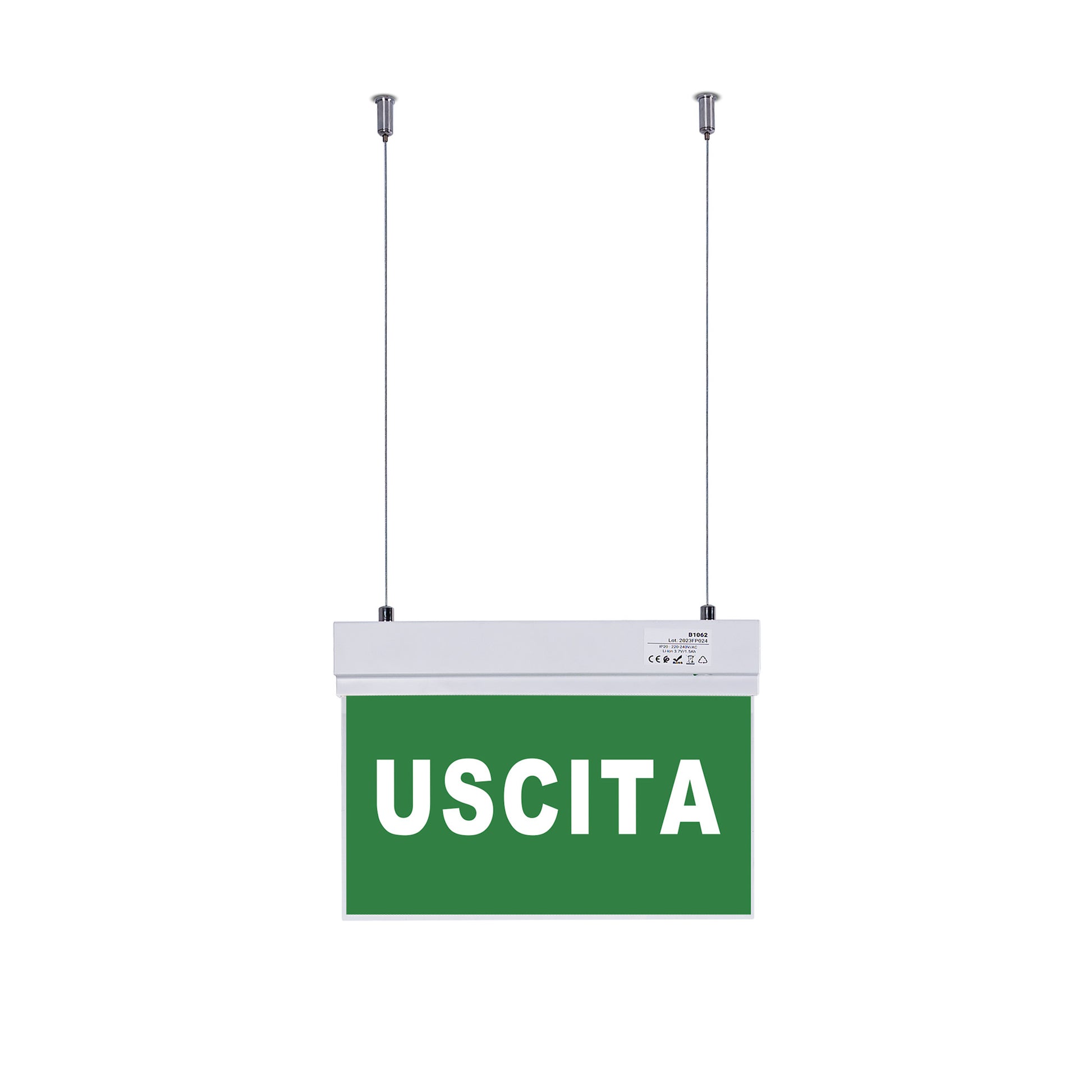Permanent suspension emergency light with "Exit" sign - Barcelona Led