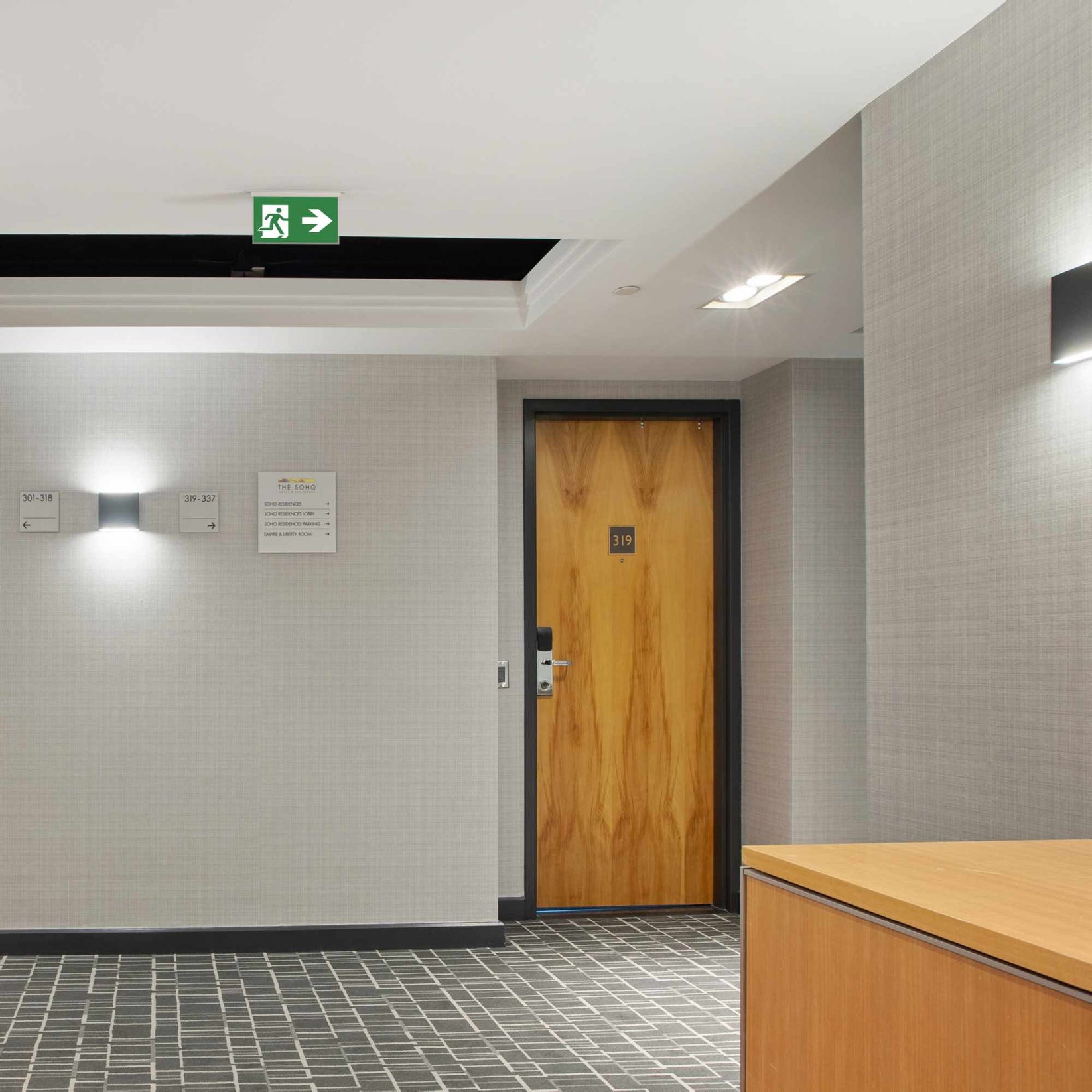 Recessed permanent emergency light with SIDE ARROW pictogram ...