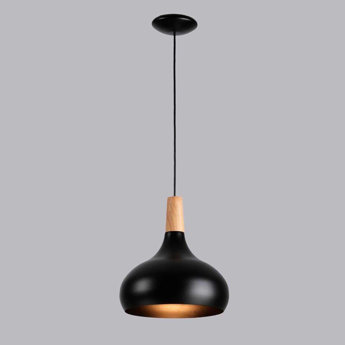 Lámpara colgante de metal y madera "Loop" - Barcelona Led-Decoración