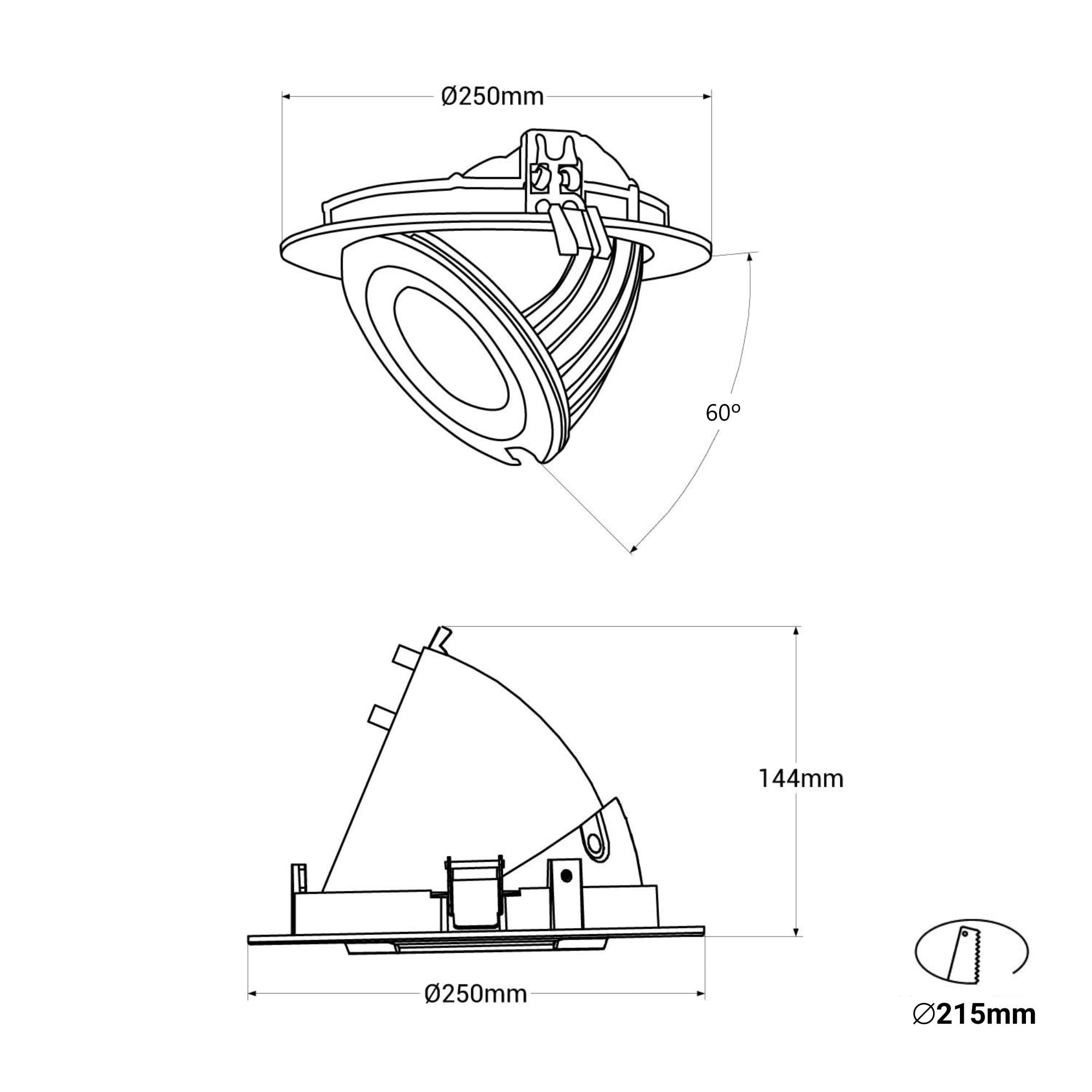 Downlight LED COB CCT 42W - CRI90 - Chip Bridgelux - Driver Lifud - IP20 - Corte Ø 215mm (2)