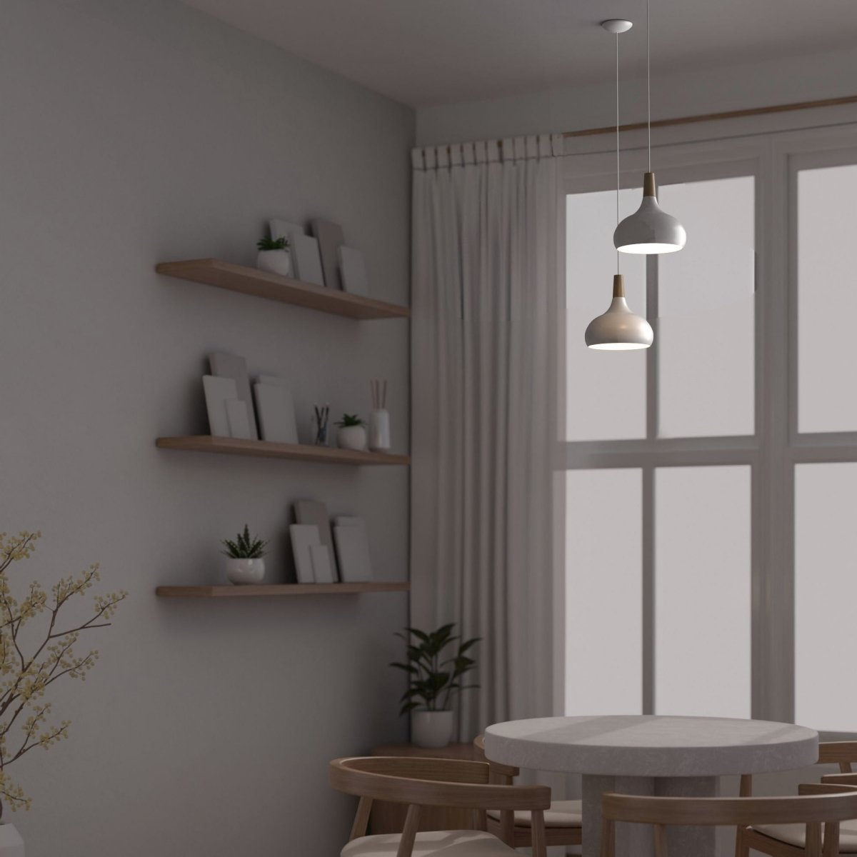 Lámpara colgante de metal y madera "Loop" - Barcelona Led-Decoración