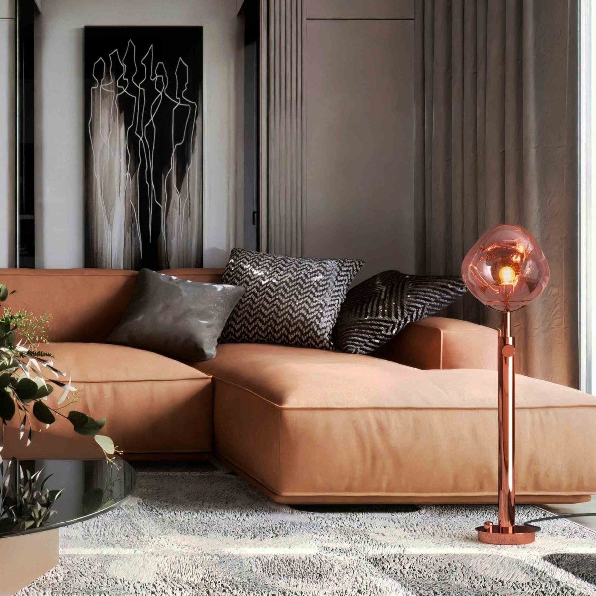 Lámpara de pie de diseño "Ana" - Altura regulable - Color cobre - Barcelona Led-Decoración