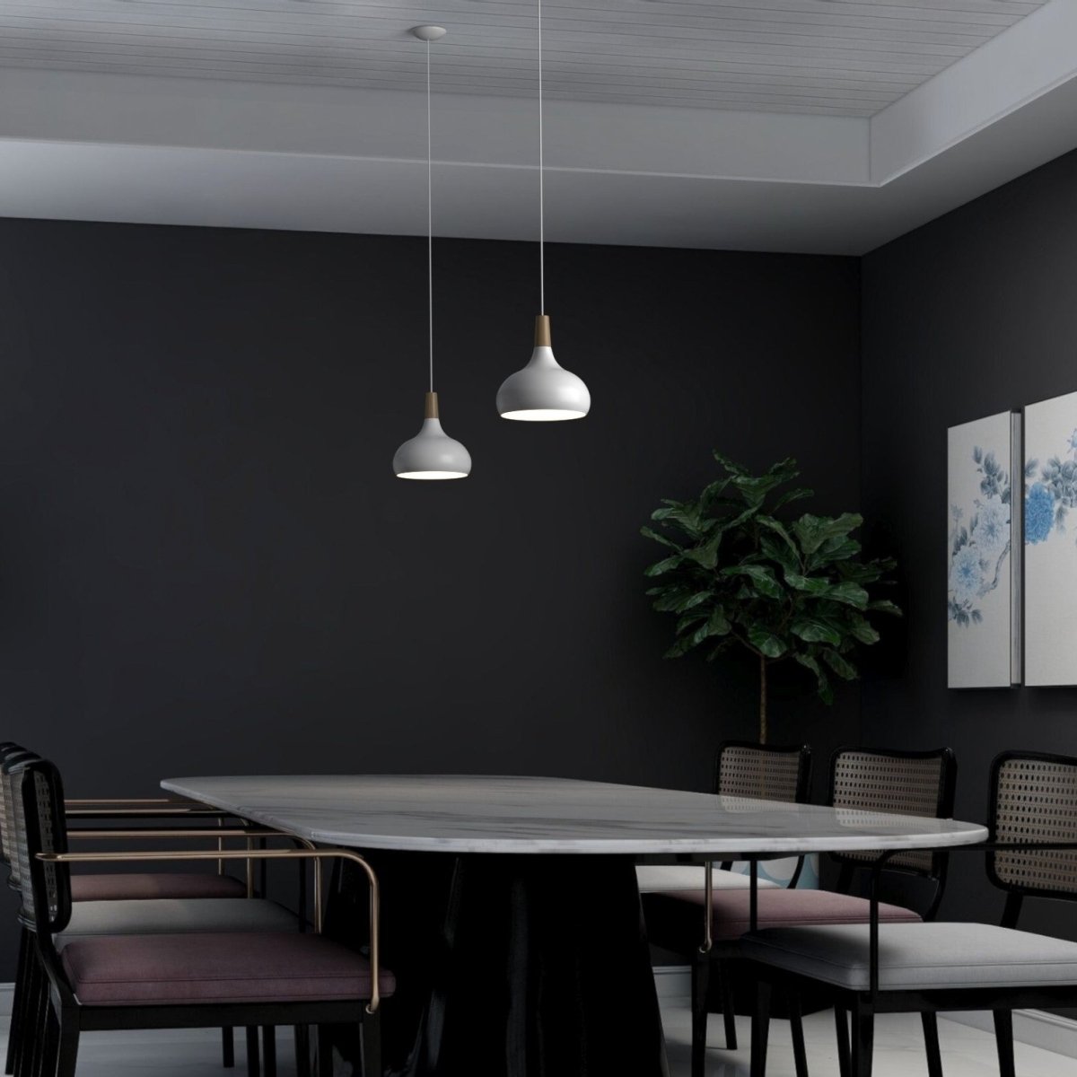 Lámpara colgante de metal y madera "Loop" - Barcelona Led-Decoración