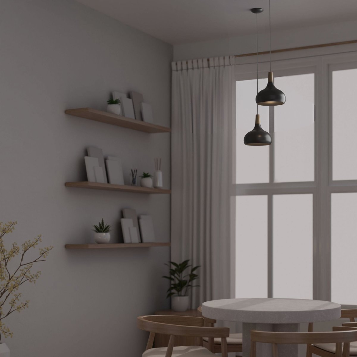 Lámpara colgante de metal y madera "Loop" - Barcelona Led-Decoración