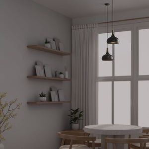 Lámpara colgante de metal y madera "Loop" (25)