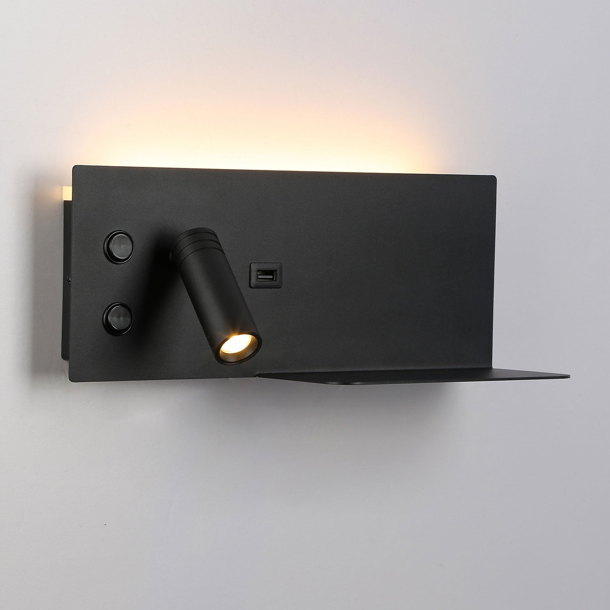 Aplique de pared para lectura con puerto USB "Kerta" - Iluminación doble - 3W+7W (77)