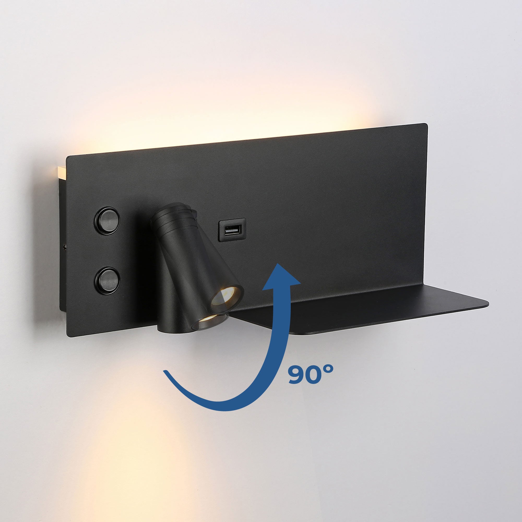 Aplique de pared para lectura con puerto USB "Kerta" - Iluminación doble - 3W+7W (89)