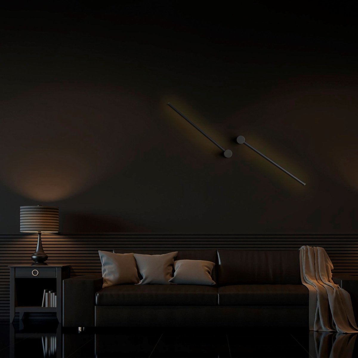 Aplique de pared minimalista lineal "KENDA-R" 10W - Rotatorio 360º - Blanco Cálido - Barcelona Led-Decoración