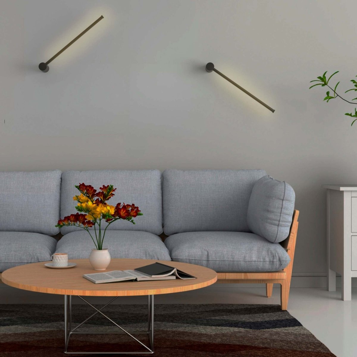 Aplique de pared minimalista lineal "KENDA-R" 10W - Rotatorio 360º - Blanco Cálido - Barcelona Led-Decoración