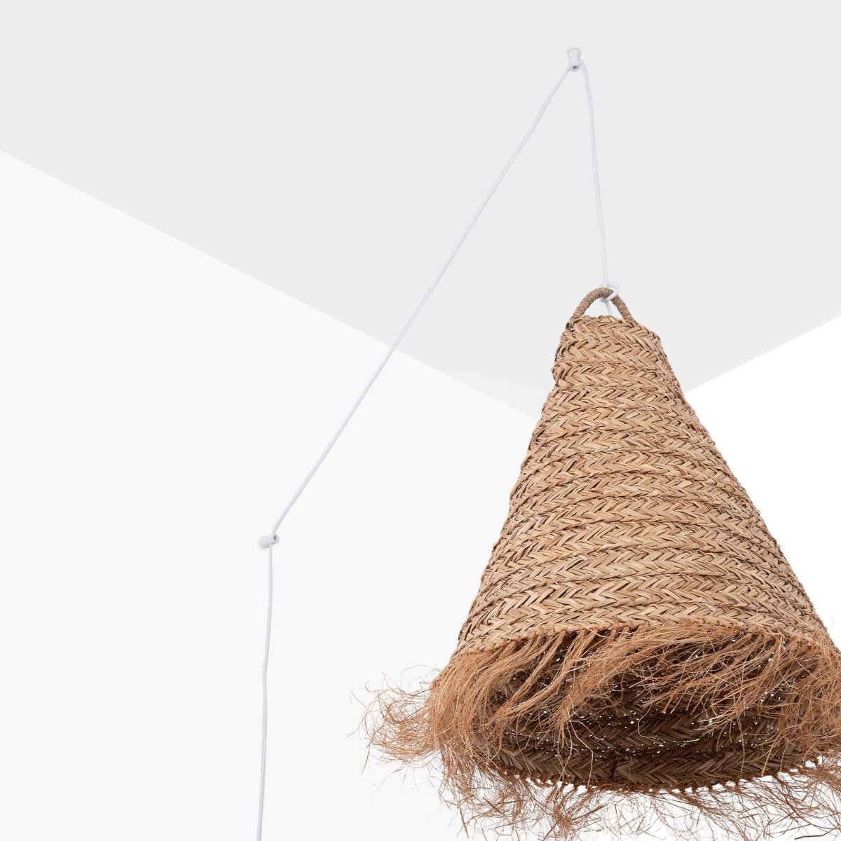Lámpara colgante de fibras naturales "NAM XL " con interruptor y enchufe - Barcelona Led-Decoración