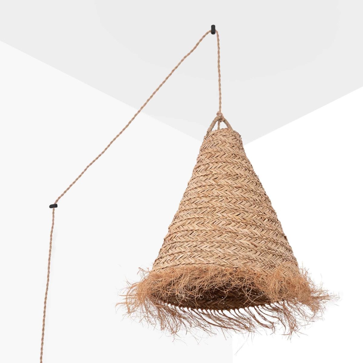Lámpara colgante de fibras naturales "NAM XL " con interruptor y enchufe - Barcelona Led-Decoración