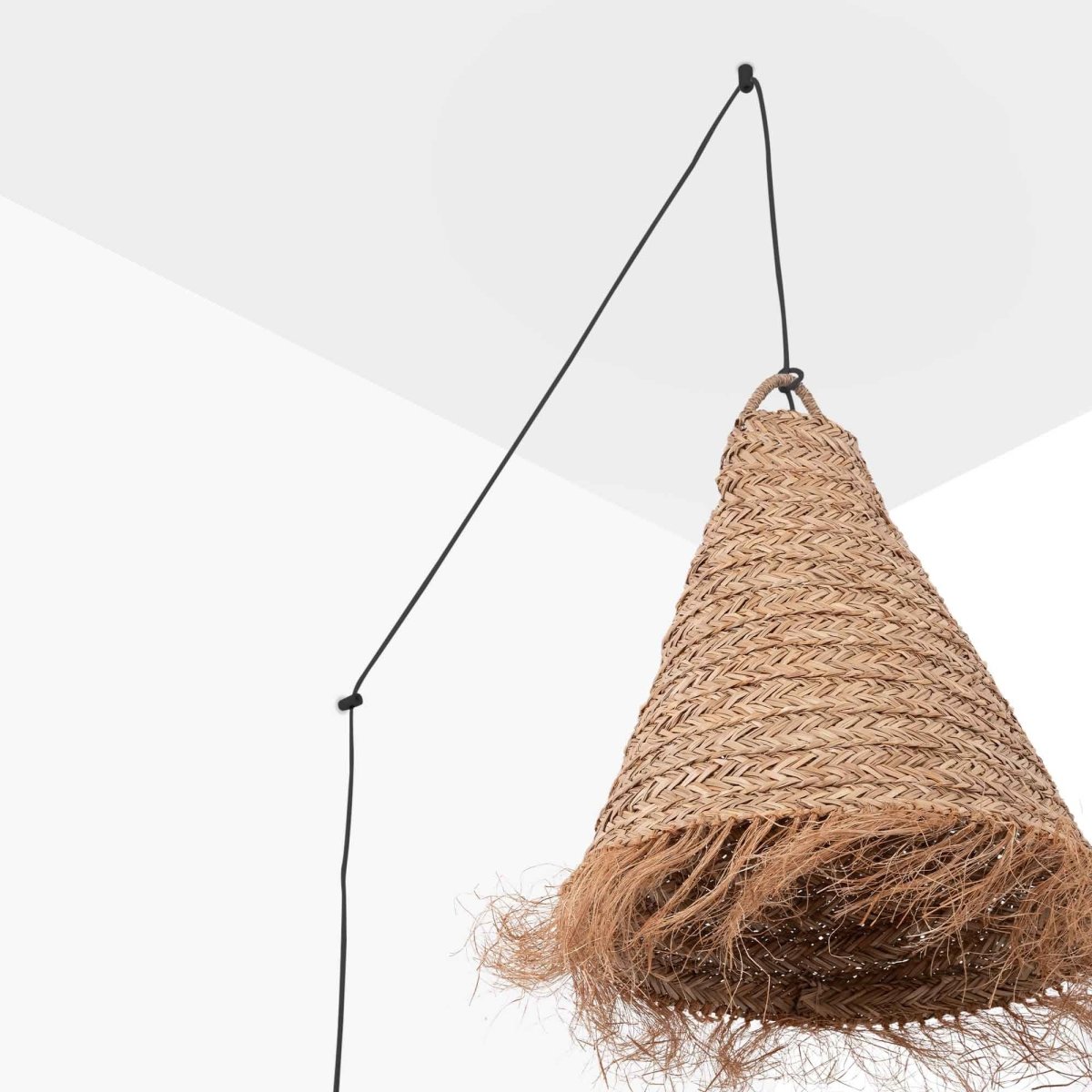 Lámpara colgante de fibras naturales "NAM XL " con interruptor y enchufe - Barcelona Led-Decoración