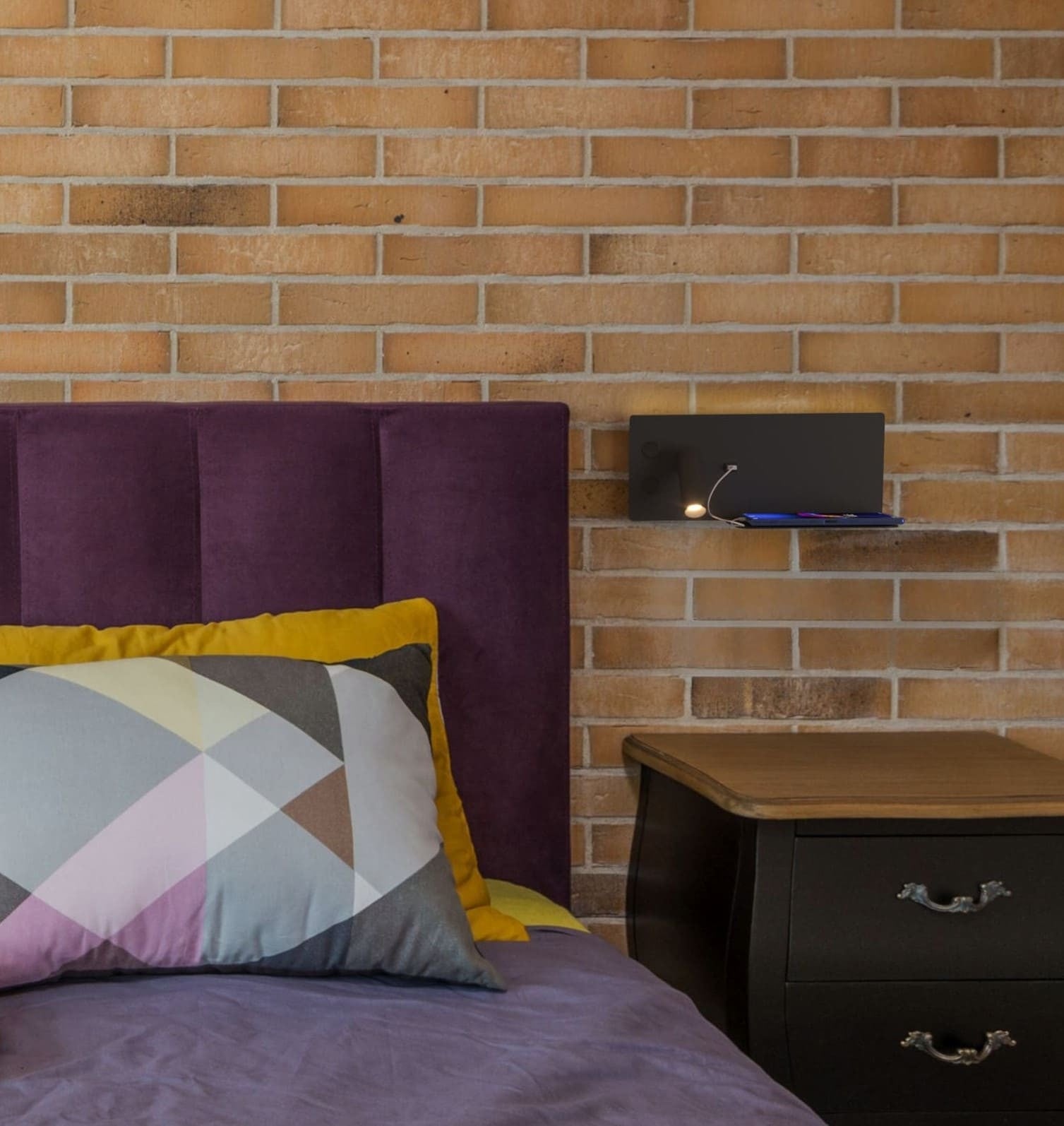 Aplique de pared para lectura con puerto USB "Kerta" - Iluminación doble - 3W+7W (78)