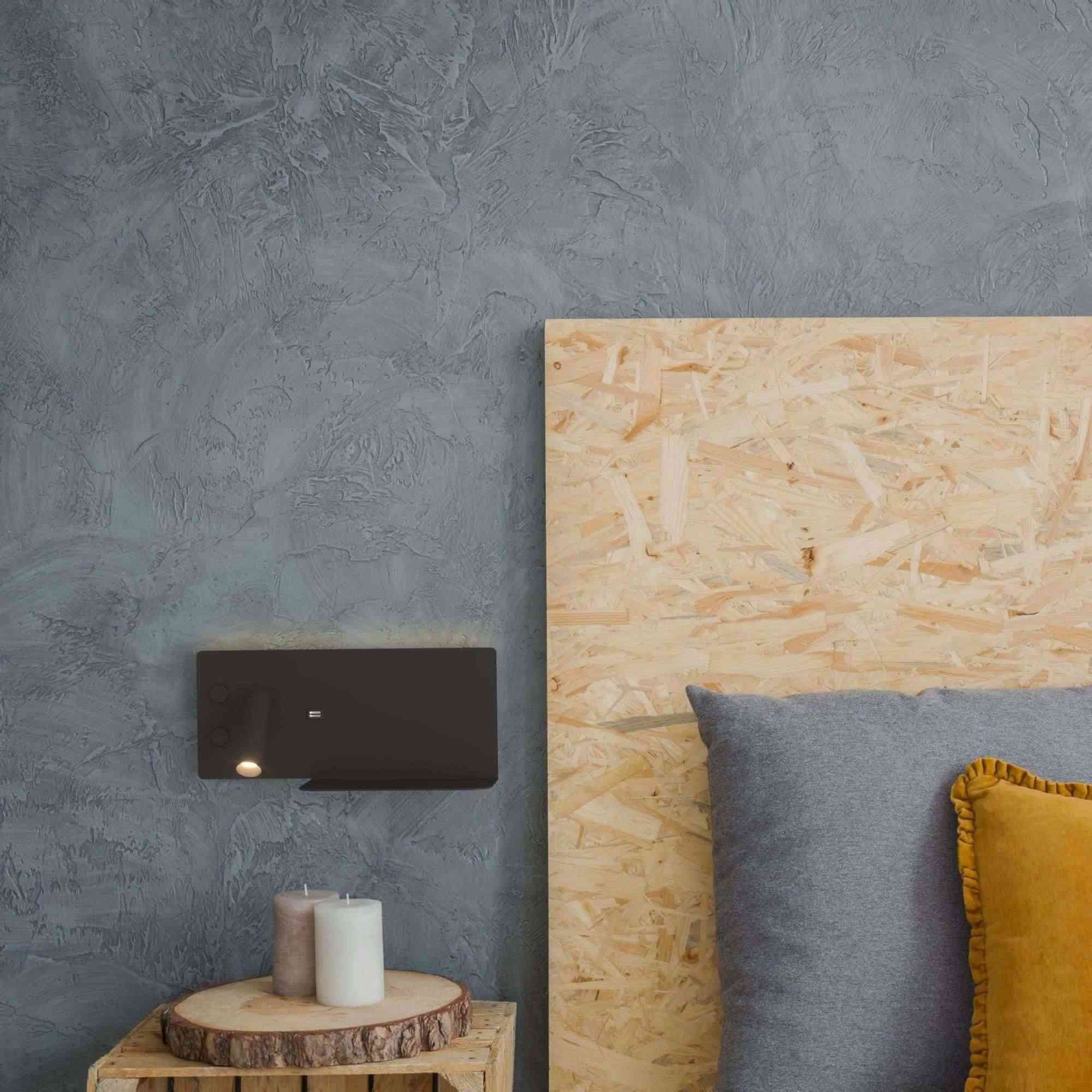 Aplique de pared para lectura con puerto USB "Kerta" - Iluminación doble - 3W+7W (80)