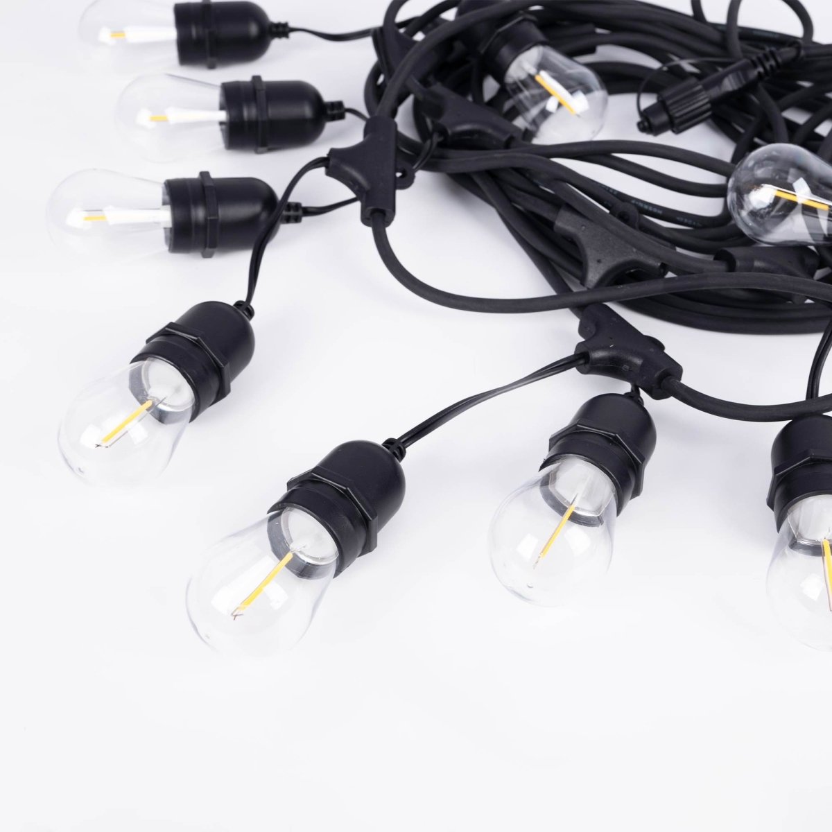 Kit guirnalda luces exterior 11,5 metros + 10 bombillas LED E27 filamento 1W - IP44 - Barcelona Led-