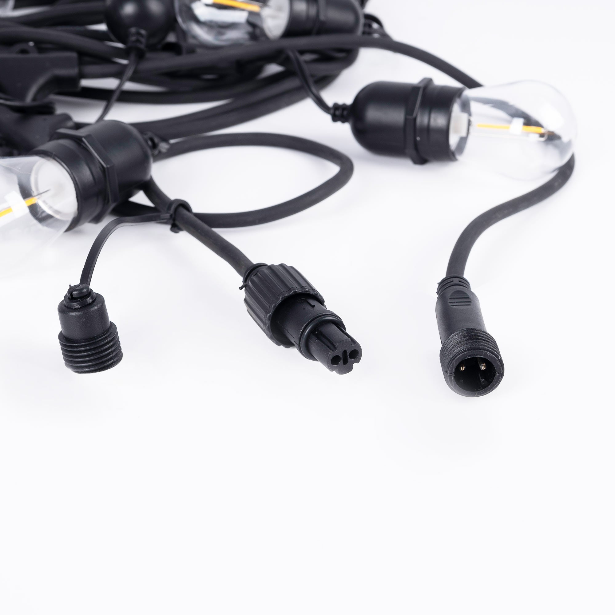 Kit guirnalda luces exterior 11,5 metros + 10 bombillas LED E27 filamento 1W - IP44 (11)