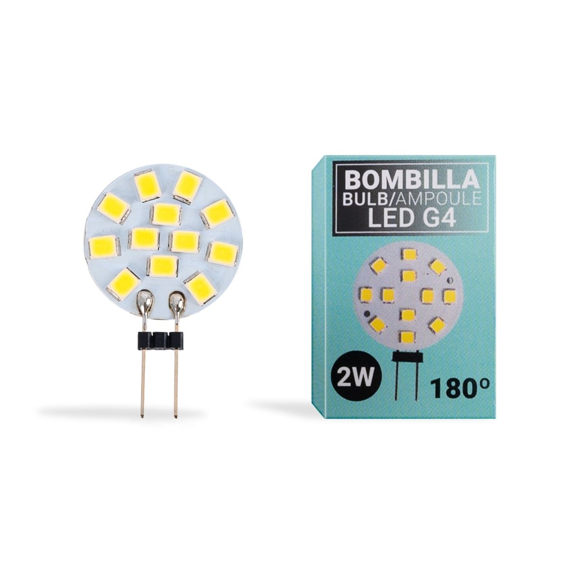 Bombilla LED G4 bi-pin circular plana 12V AC/DC - 2W - Barcelona Led-