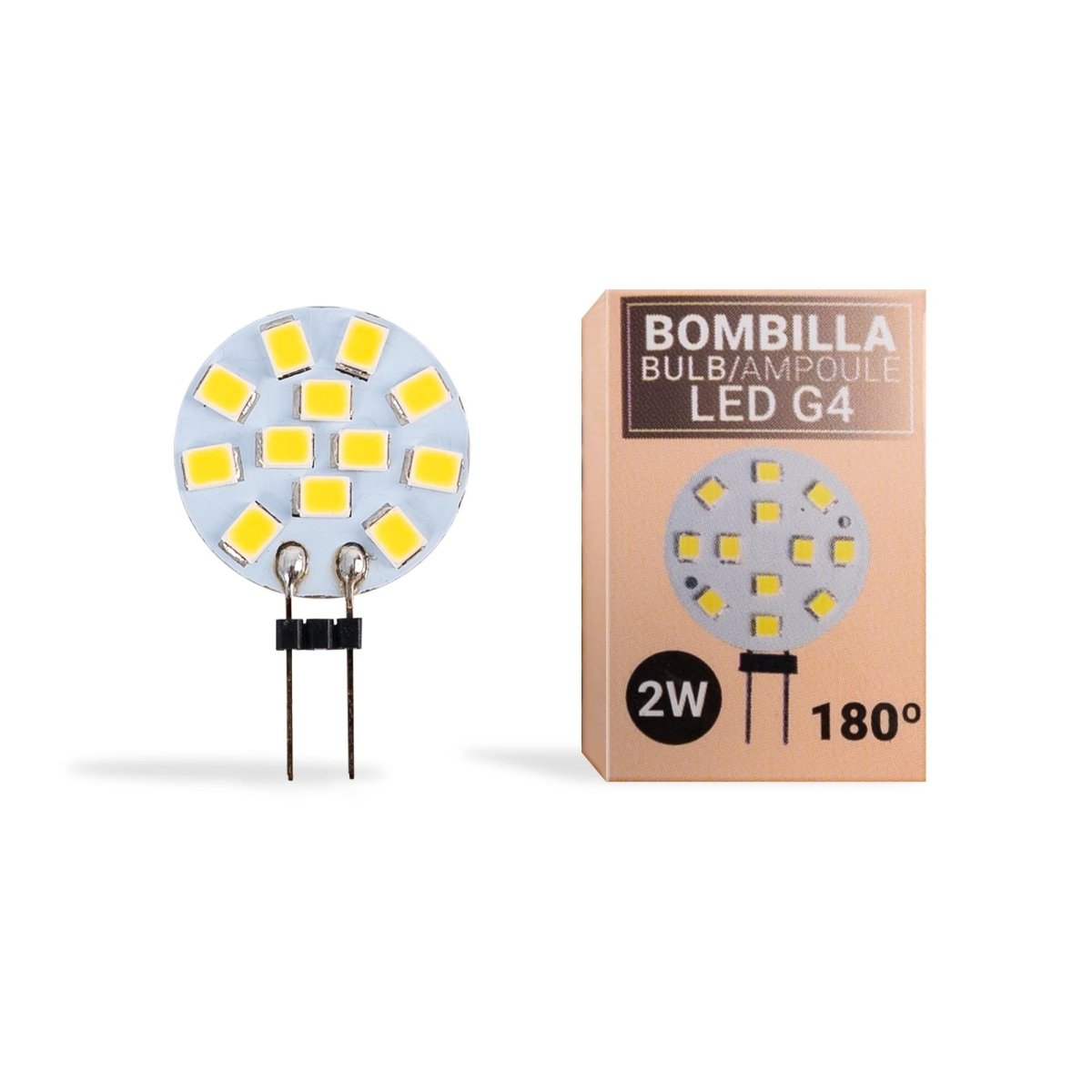 Bombilla LED G4 bi-pin circular plana 12V AC/DC - 2W - Barcelona Led-