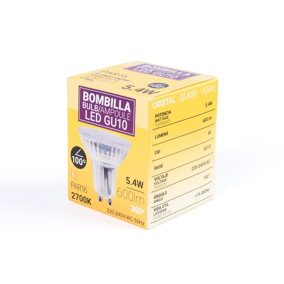 Bombilla LED GU10 6W cristal - 740lm - PAR16 - 100° - Barcelona Led-