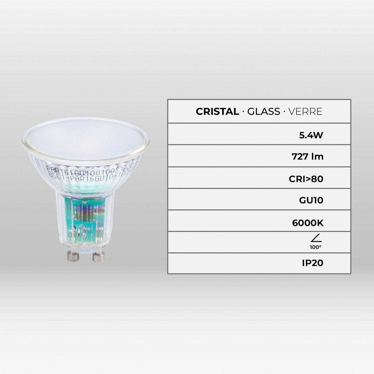 Bombilla LED GU10 6W cristal - 740lm - PAR16 - 100° - Barcelona Led-