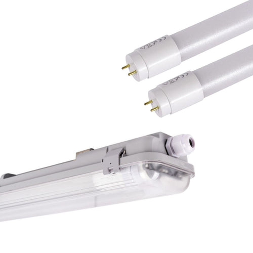 Kit pantalla estanca doble 60cm + 2 tubos LED T8 9W - 4000K