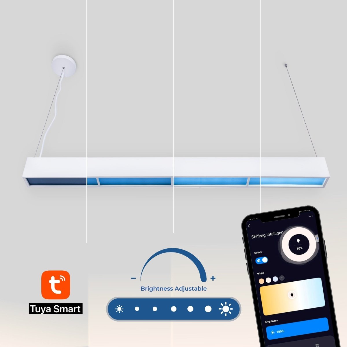 Luminaria lineal colgante "Blue Skylight" SMART - CCT - Efecto cielo - 48W - UGR16 (20)