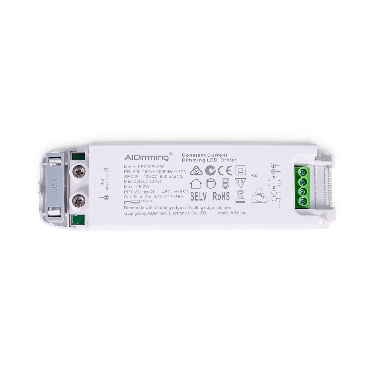 Driver regulable TRIAC 25-42V DC - 600mA - 25,2W - Barcelona Led-