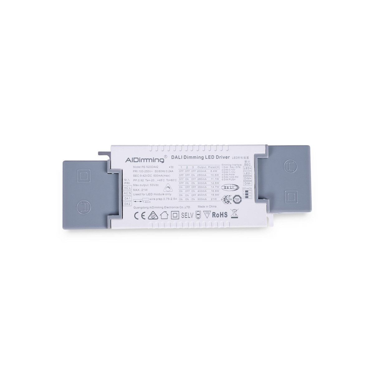 Driver regulable DALI + 1/0-10V + PUSH - 9-42V DC - Multicorriente (200-500mA) - Barcelona Led-