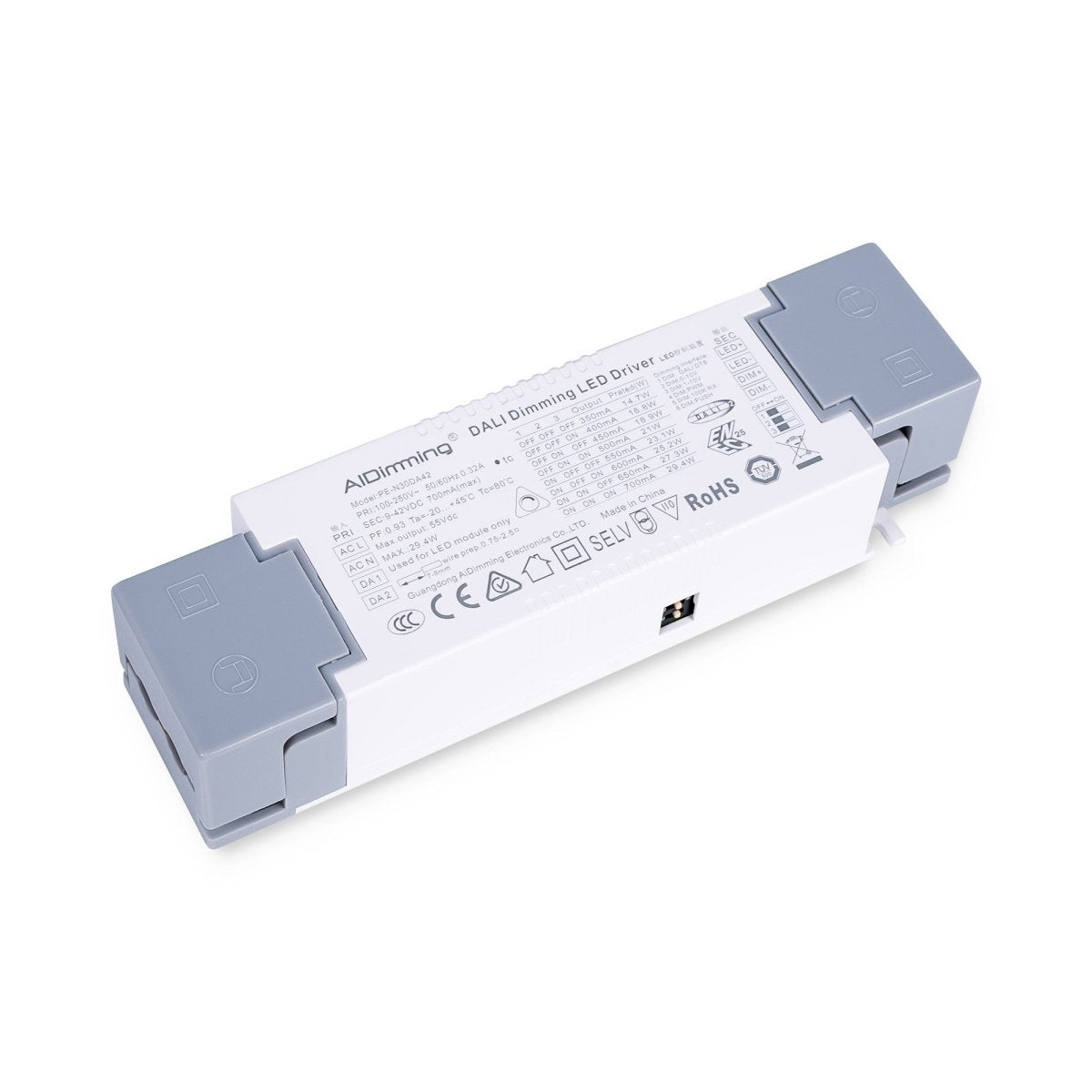 Driver regulable DALI + 1/0-10V + PUSH - 9-42V DC - Multicorriente (350-700mA) - Barcelona Led-
