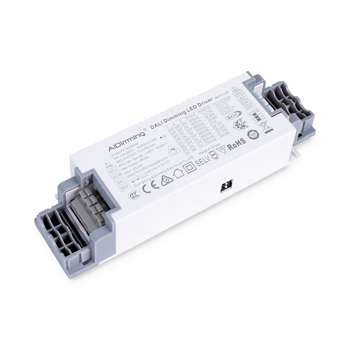 Driver regulable DALI + 1/0-10V + PUSH - 9-42V DC - Multicorriente (350-700mA) - Barcelona Led-