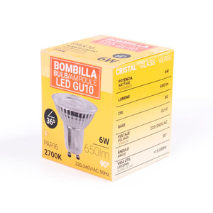 Bombilla LED GU10 6W cristal - 130lm/W - PAR16 - 36° (20)