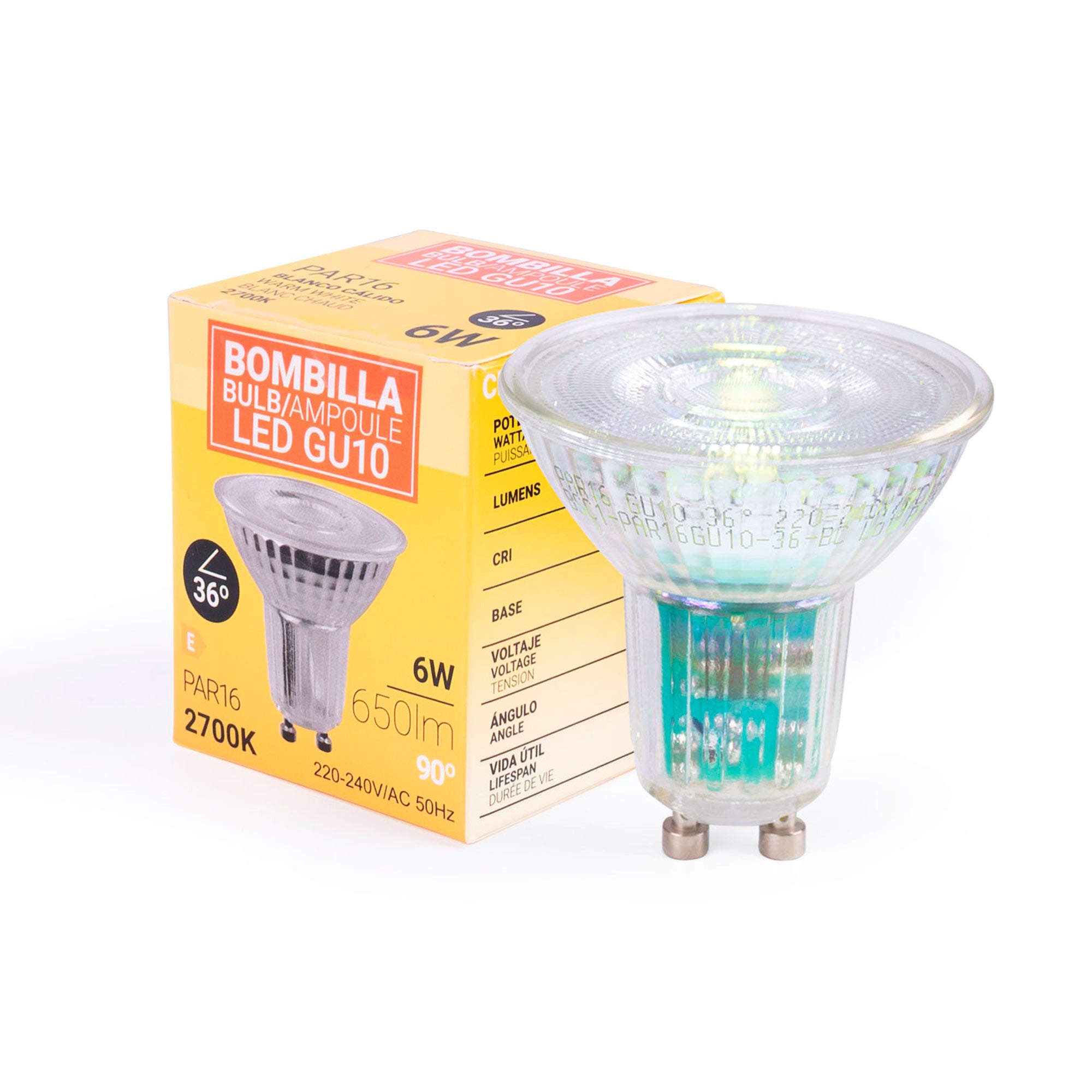 Bombilla LED GU10 6W cristal - 130lm/W - PAR16 - 36° (22)
