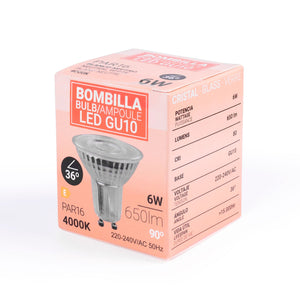 Bombilla LED GU10 6W cristal - 130lm/W - PAR16 - 36° (27)