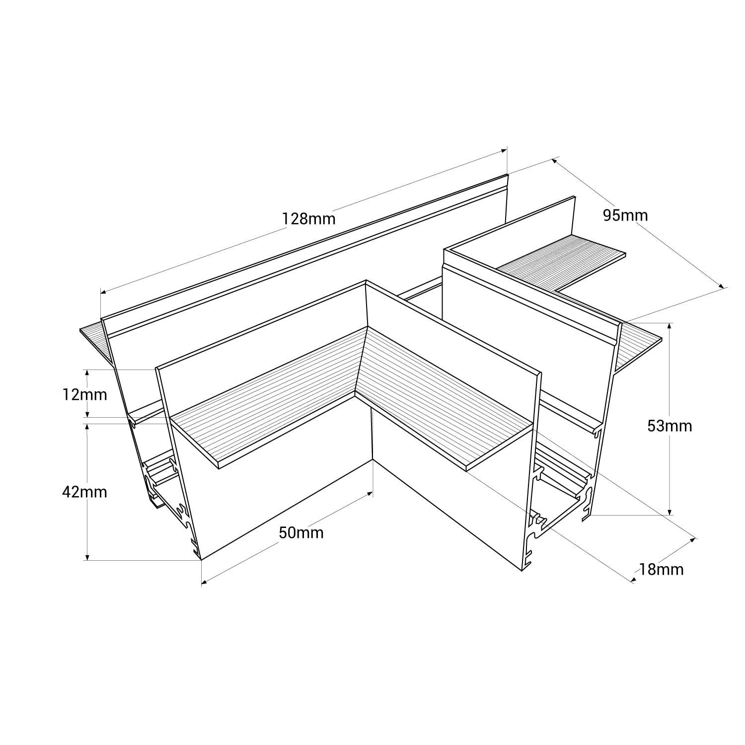 Unión en "T" para carriles magnéticos empotrables 20mm (5)