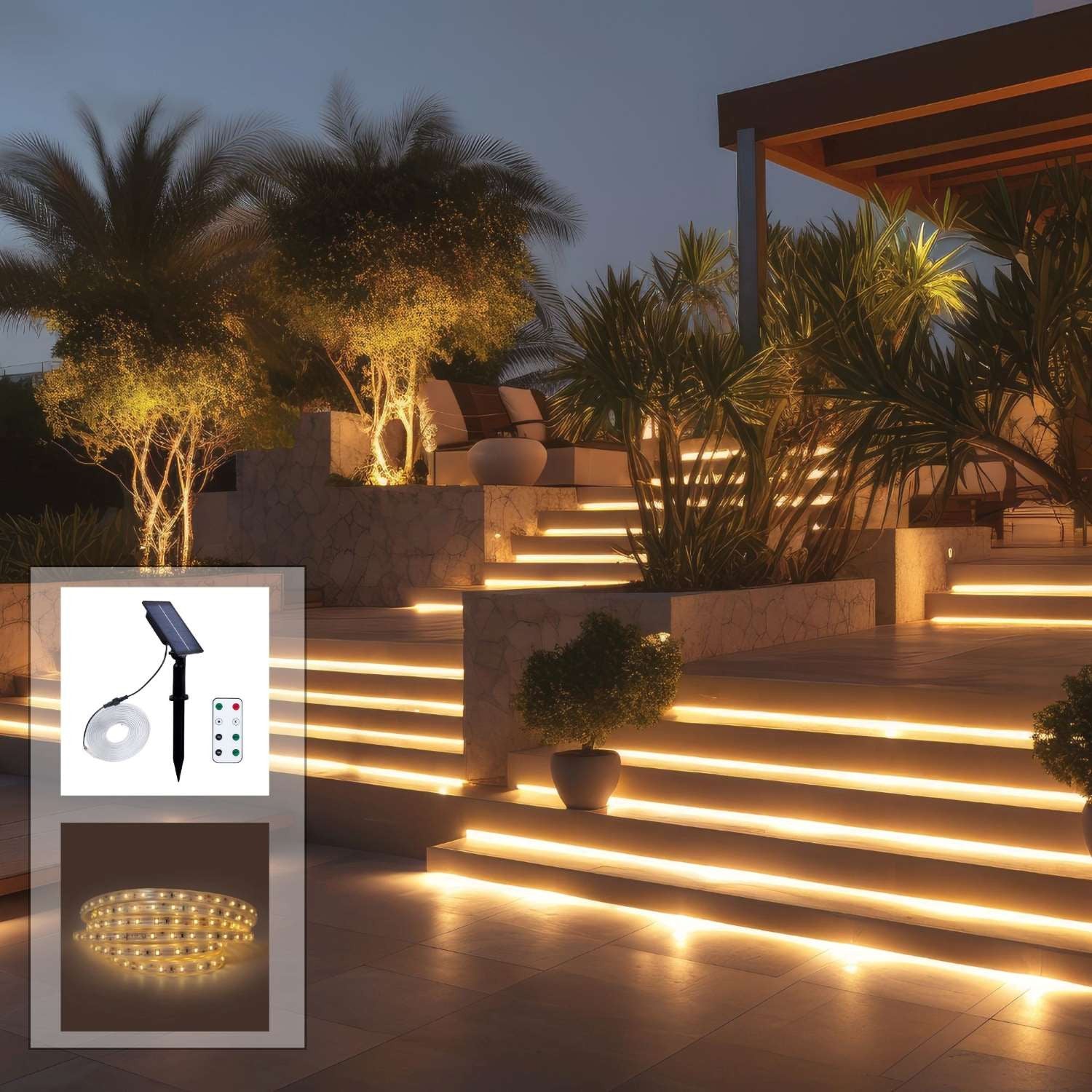 Tira LED solar exterior con mando 18W - 12mm - 5 metros - 2700K - IP65 (4)