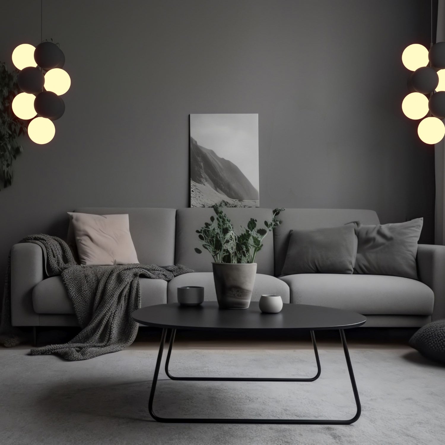 Lámpara acústica colgante vertical "DRAC" - 4 esferas luminosas y 6 esferas absorbentes (22)