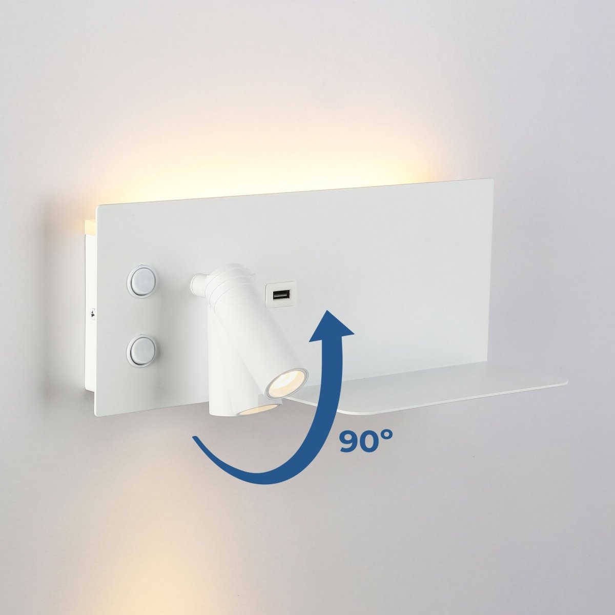 Pack x 2 - Aplique de pared para lectura con puerto USB "Kerta" - Iluminación doble - 3W+7W - Barcelona Led-Decoración