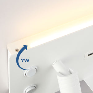 Aplique de pared para lectura con puerto USB "Kerta" - Iluminación doble - 3W+7W (73)