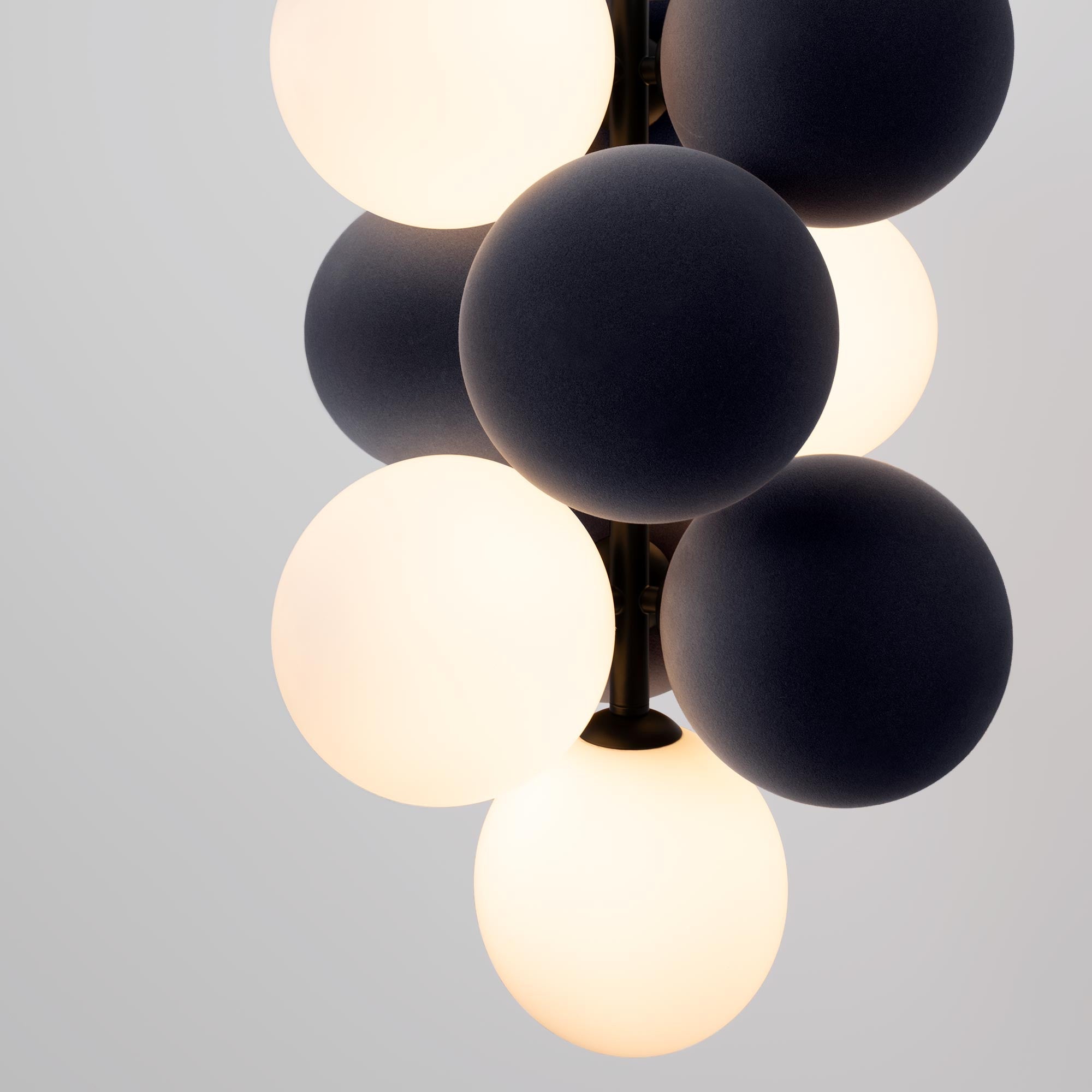 Lámpara acústica colgante vertical "DRAC" - 4 esferas luminosas y 6 esferas absorbentes (21)