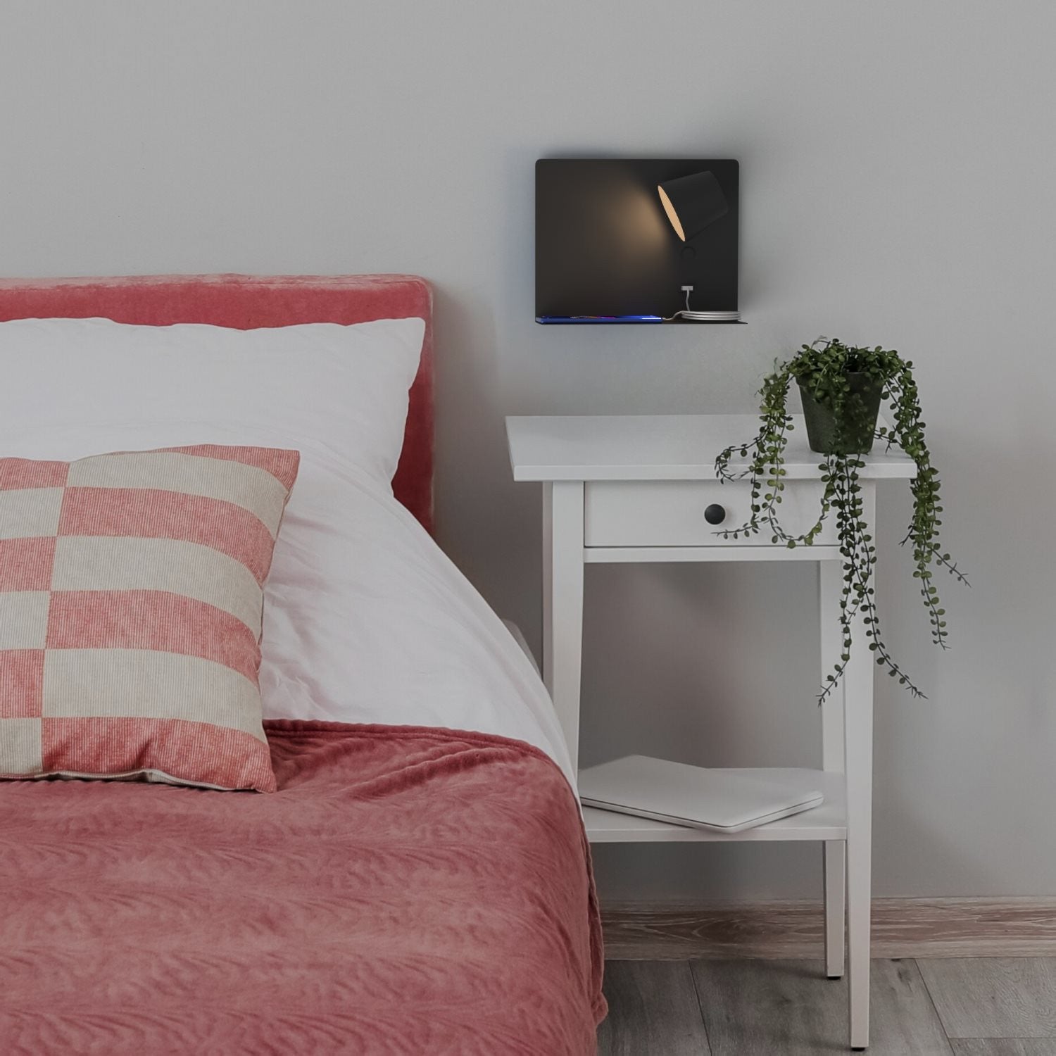 Aplique de pared para lectura con puerto USB "BASKOP" - 6W - Luz derecha (14)