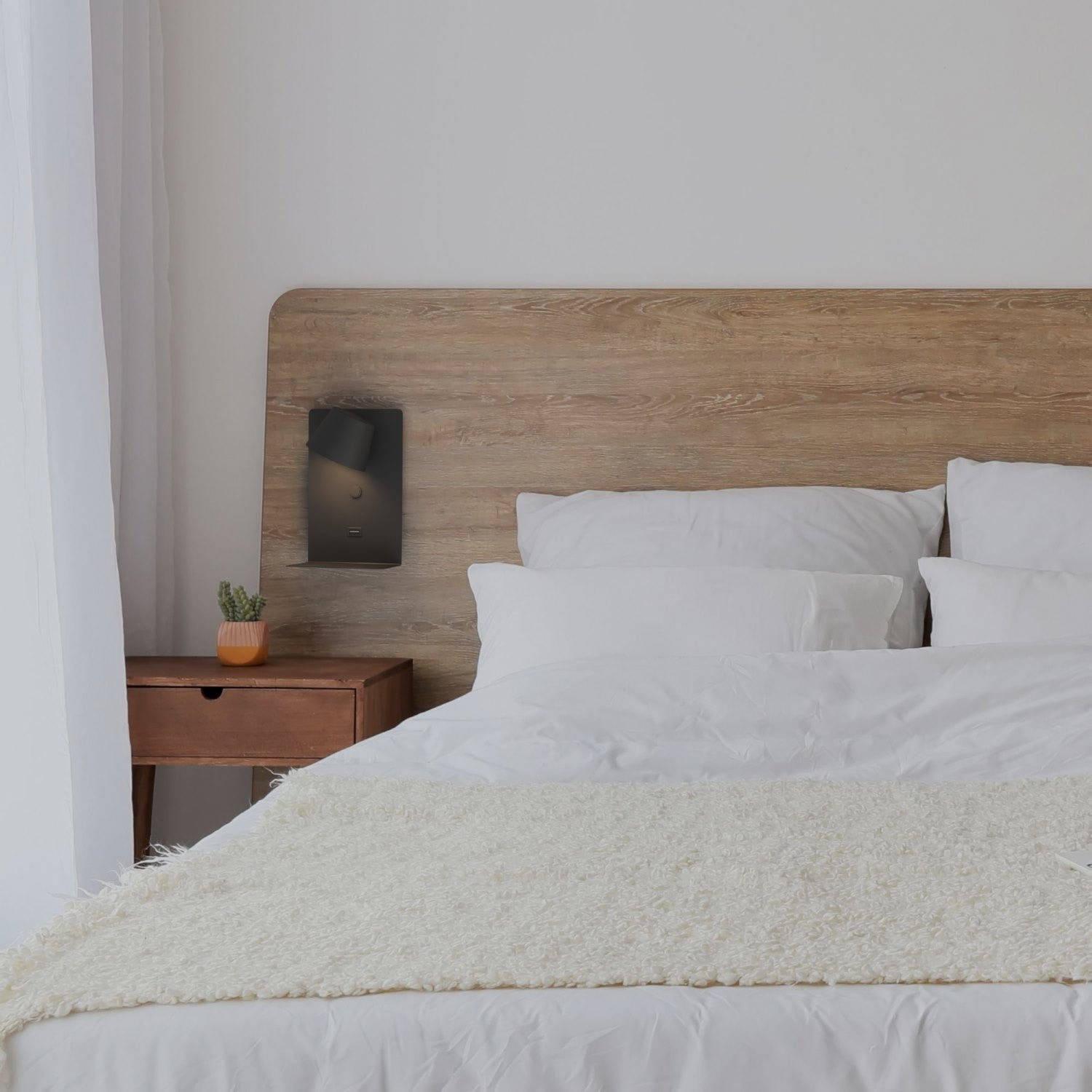 Pack x 2 - Aplique de pared para lectura con puerto USB "BASKOP" - 6W - Diseño vertical (2)