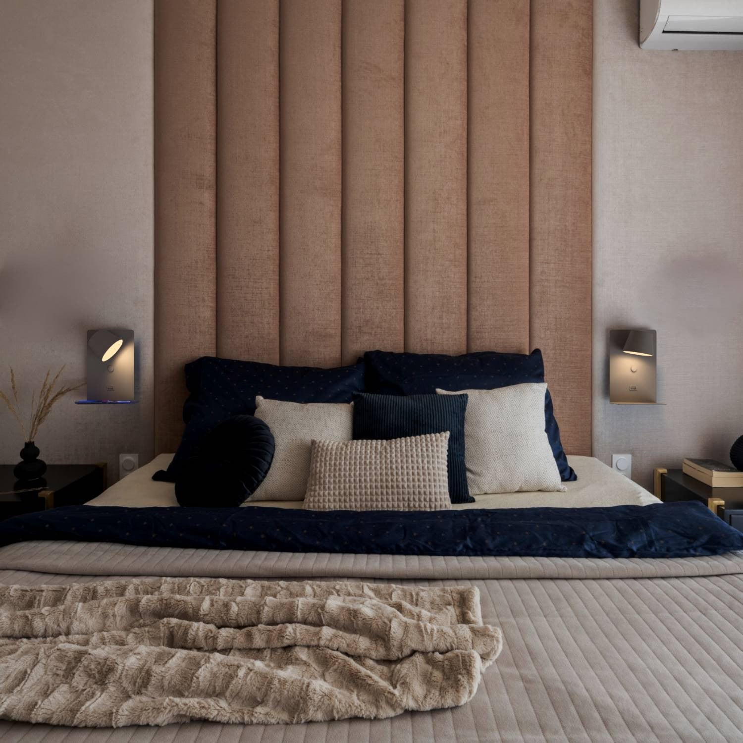 Pack x 2 - Aplique de pared para lectura con puerto USB "BASKOP" - 6W - Diseño vertical (45)